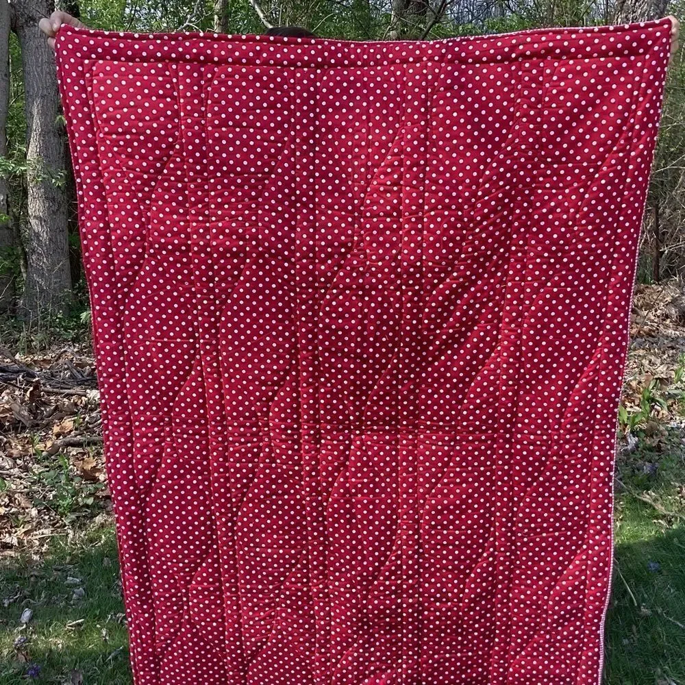 NWT Hand Crafted “Red Coins” Quilt
